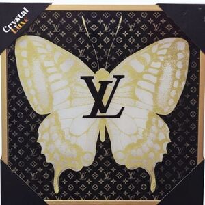Crystal Luxe Louis Vuitton Butterfly Framed Wall Decor
